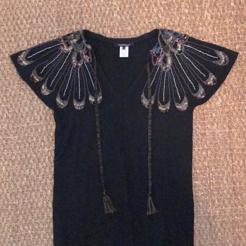 Nanette Lepore Glitter Sleeve Sweater Dress sz XS